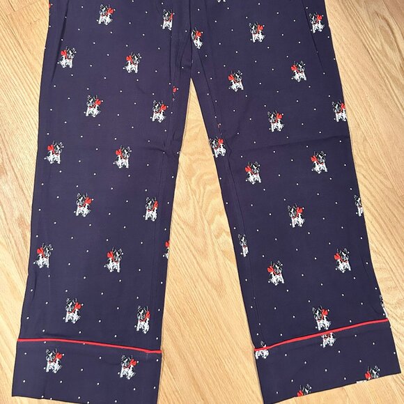 J.Crew NWT Dreamy Pajamas with Holiday French Bulldog Print - Picture 4 of 11